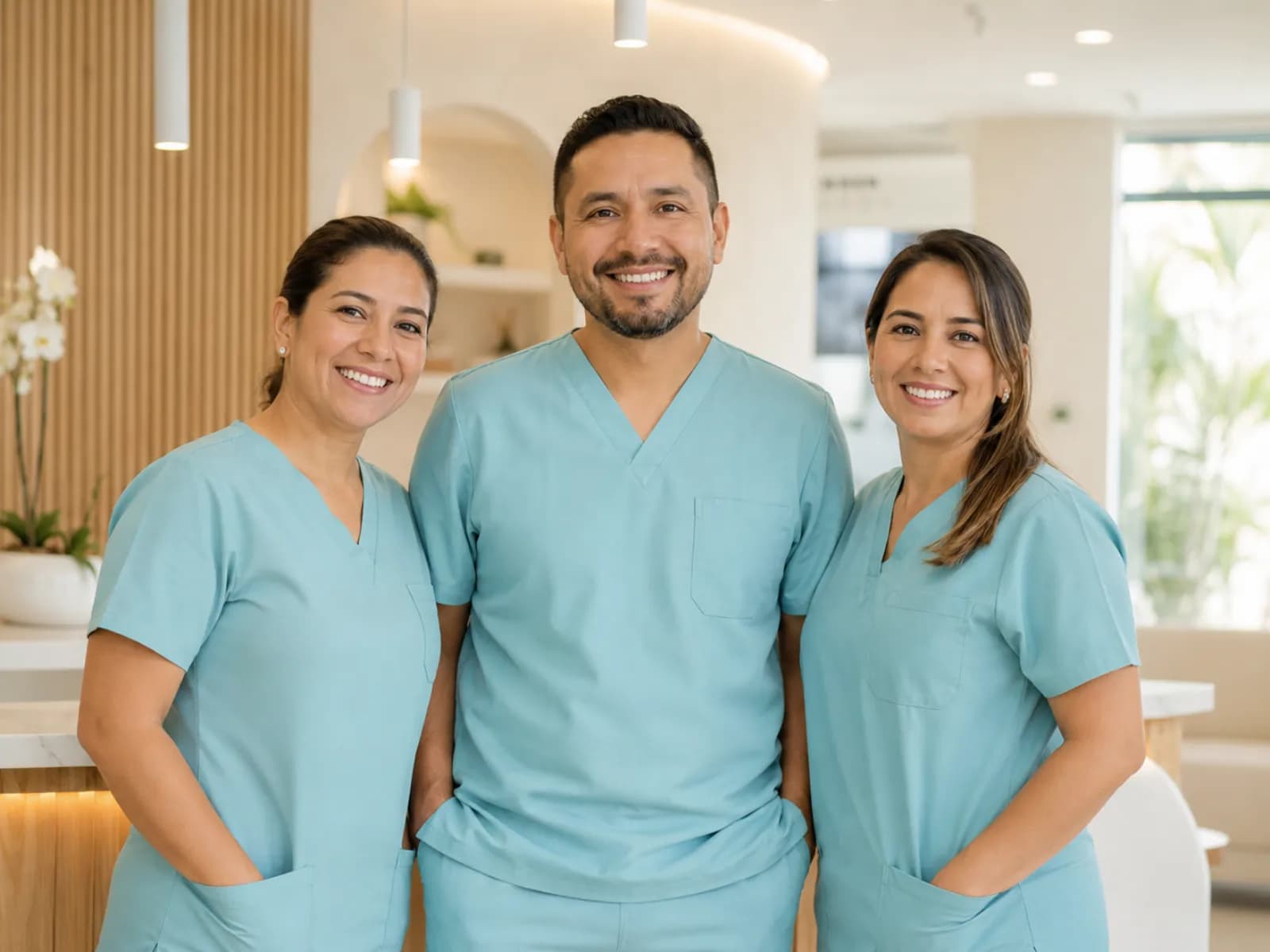 El equipo de la clínica en recepción